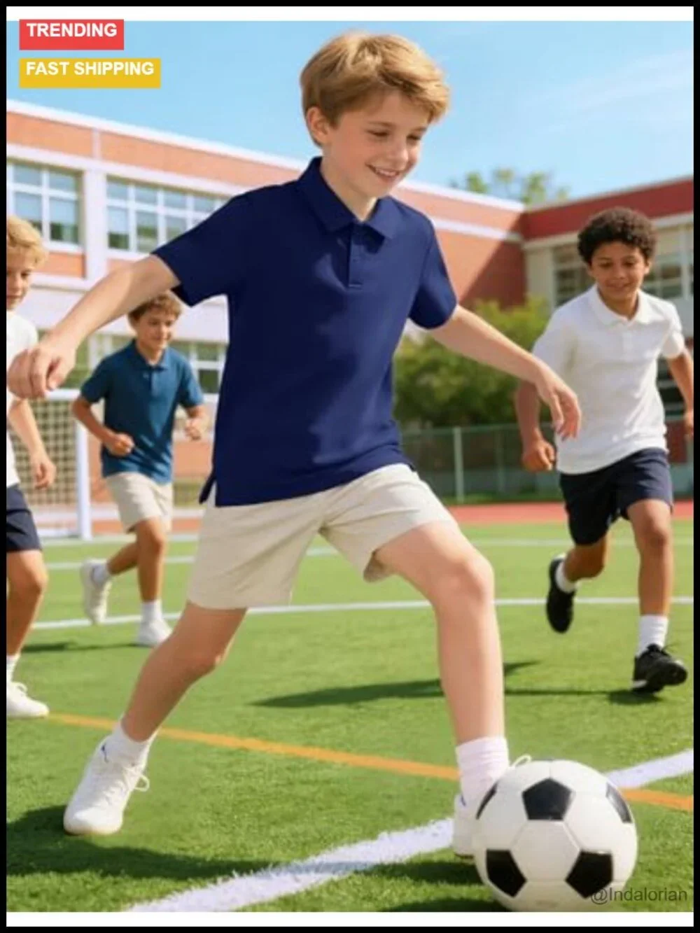 Boys Quick Dry Short Sleeve Polo Golf Tennis T-Shirt